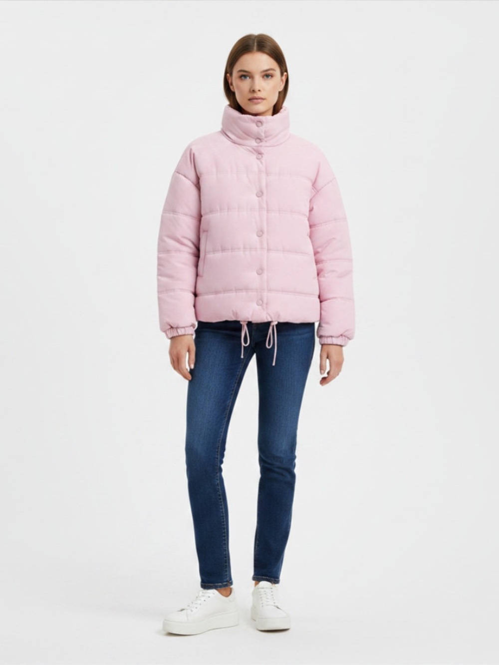 Wild Fable Womens XL Pink Cropped Puffer Jacket Hooded Quilted Coat EUC